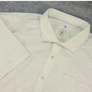 Kuhl Riviera Shirt Mens XL Beige Stripe Button Up Short Sleeve Gorpcore Outdoor